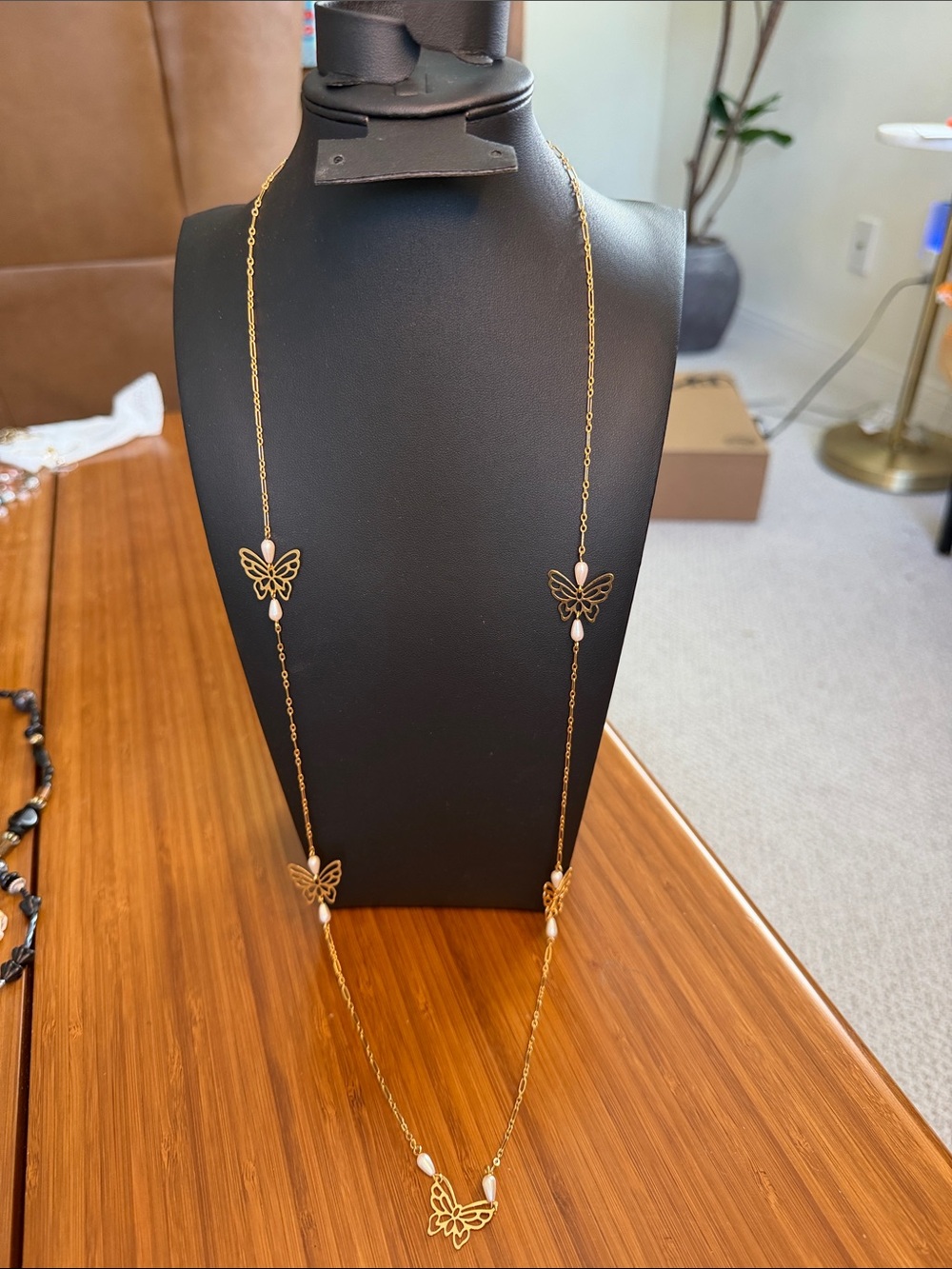 Delicate Gold Butterfly Long Necklace